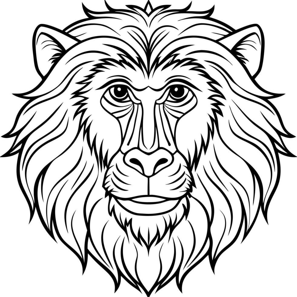 baboon line art, illustration line art vector