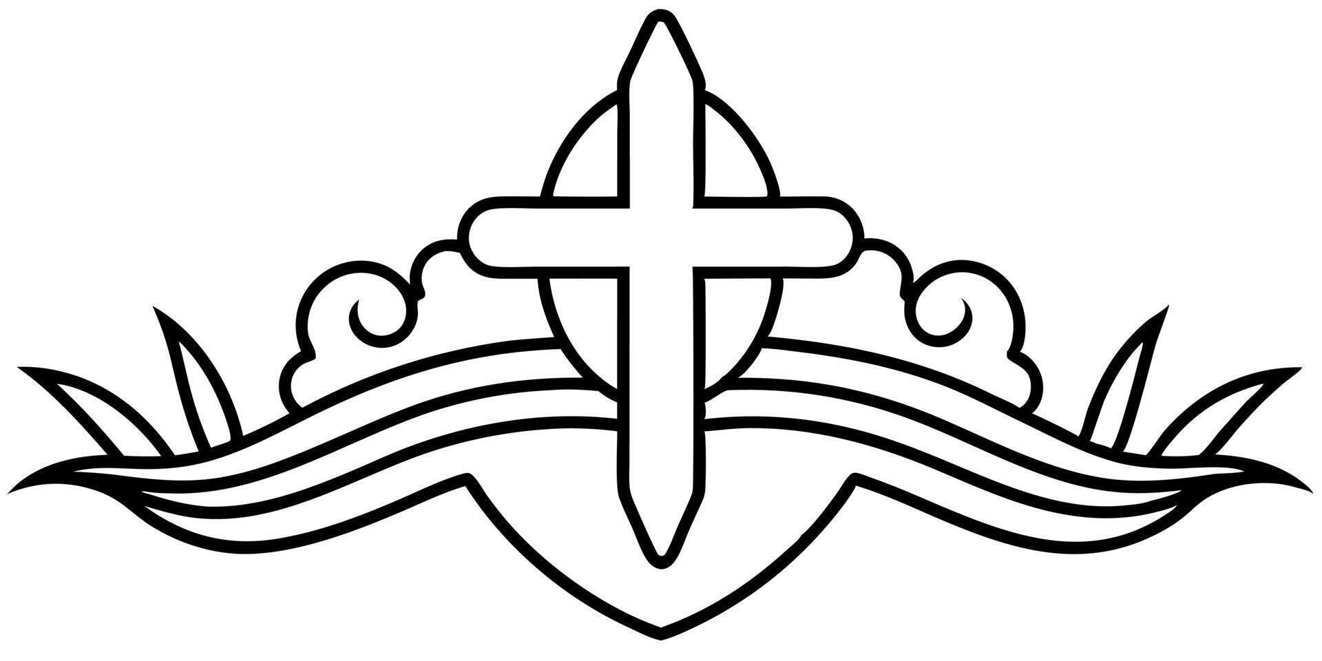 tattooshop logo with christ content, illustration line art vector