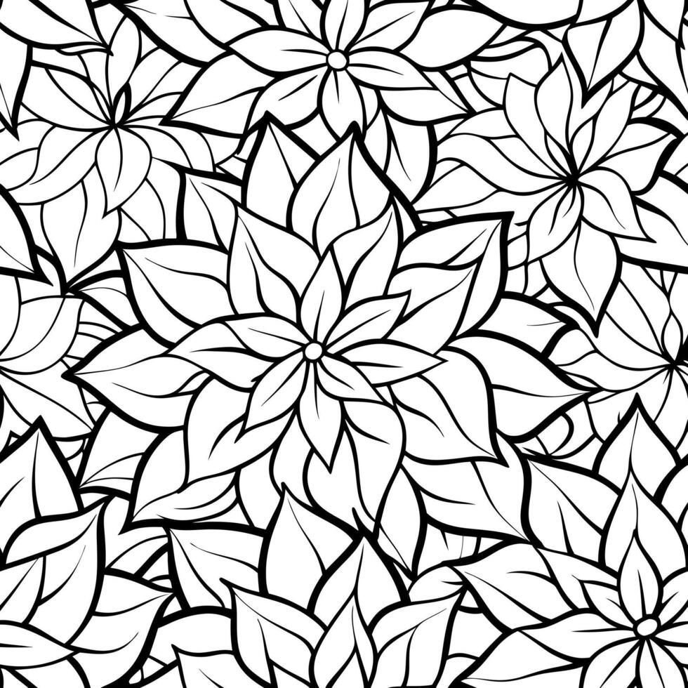 background, filling page, wave-like patterns of flowers and leaves, overlapping and intertwining in vector
