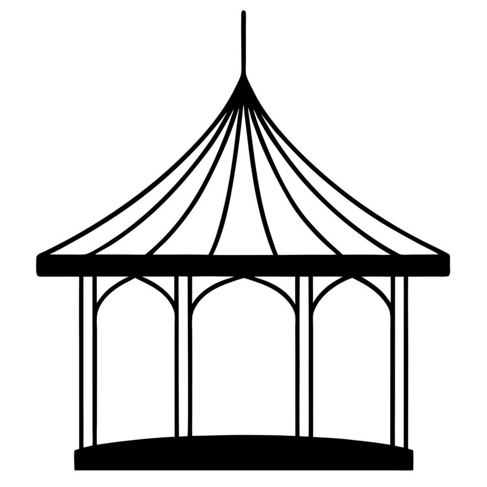 a good looking pavilion silhouette style with white background, illustration line vector