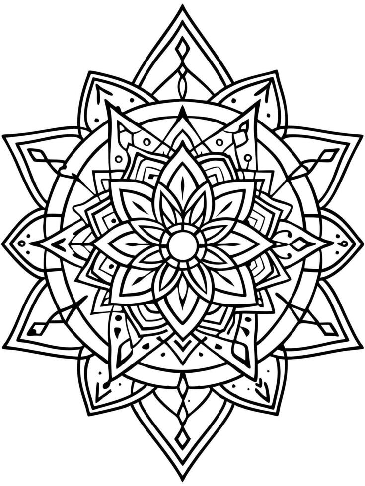 perfect and detailed fractal mandala that blends complex geometric patterns with traditional vector
