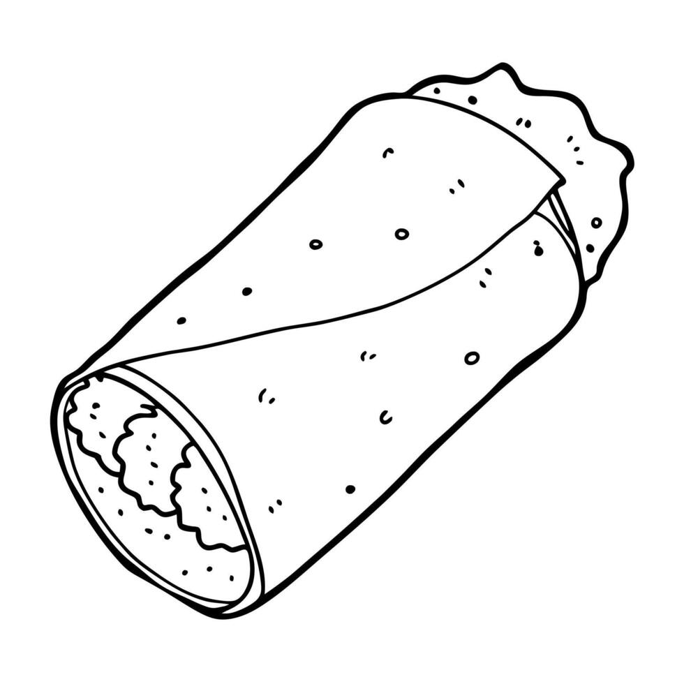 paneer roll, illustration line art vector