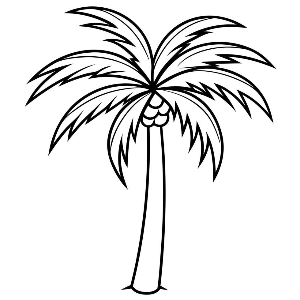 a date tree, illustration line art vector