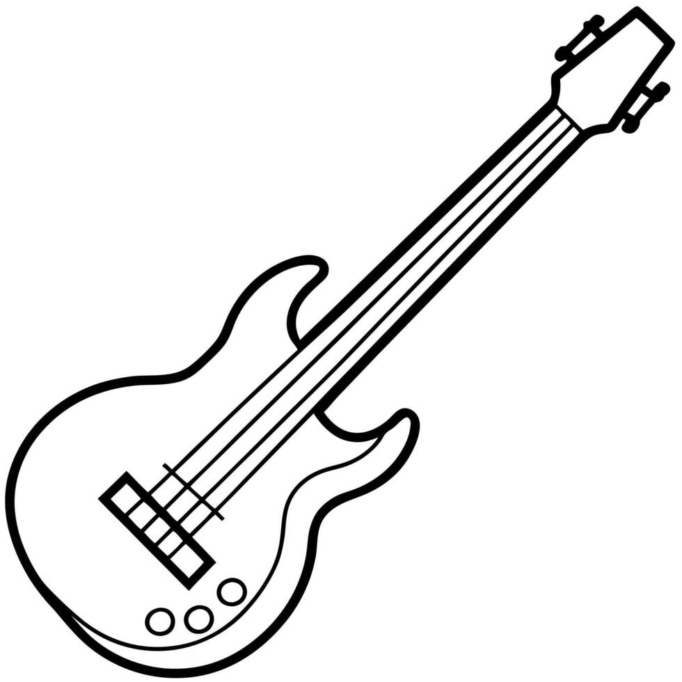 a bass guiter, illustration line art vector