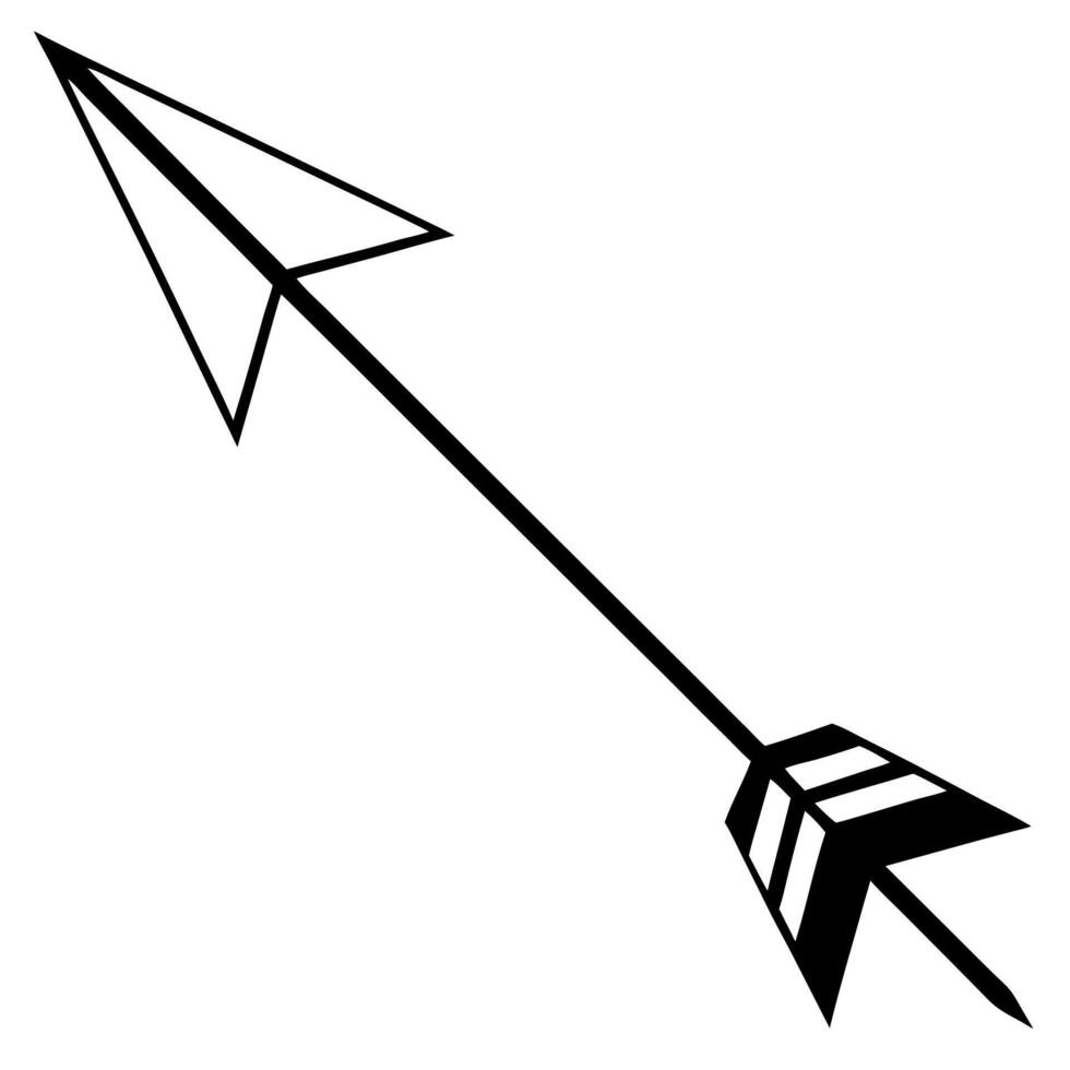 black and white silhouette an arrow with creative design, illustration line art vector