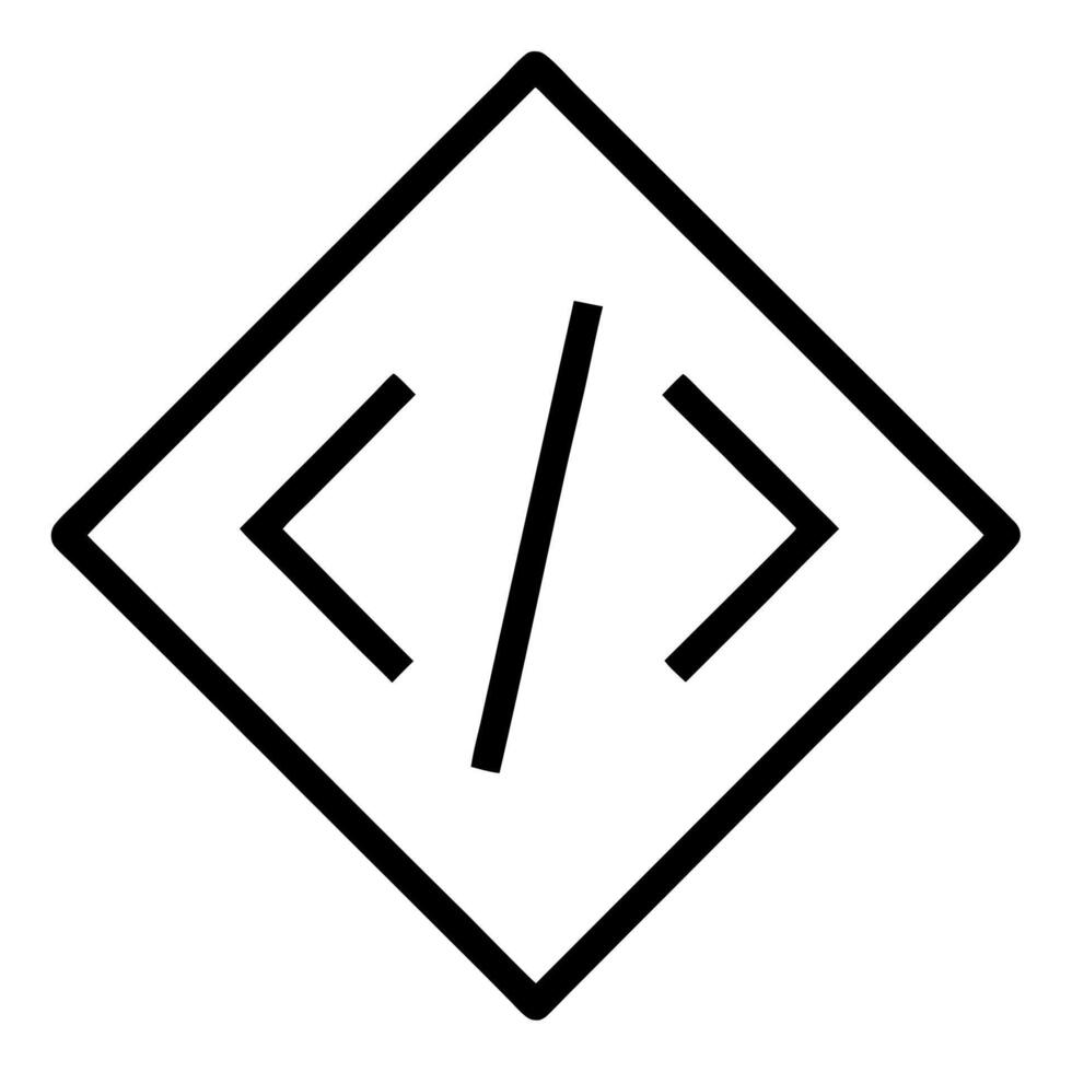 a coding symbol icon on white background, illustration line art vector