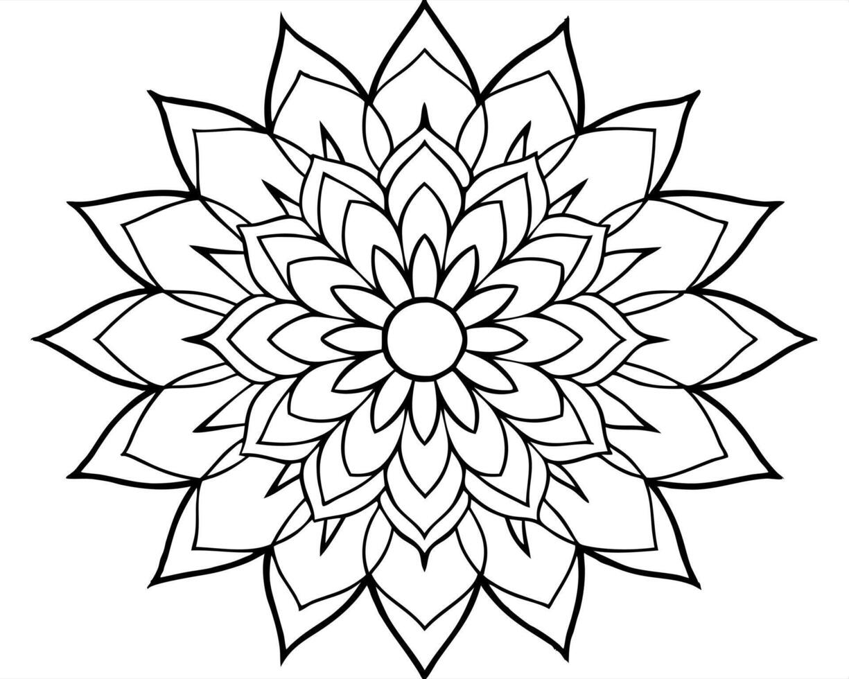 creat a flower mandala, this mandalonl, illustration line art vector