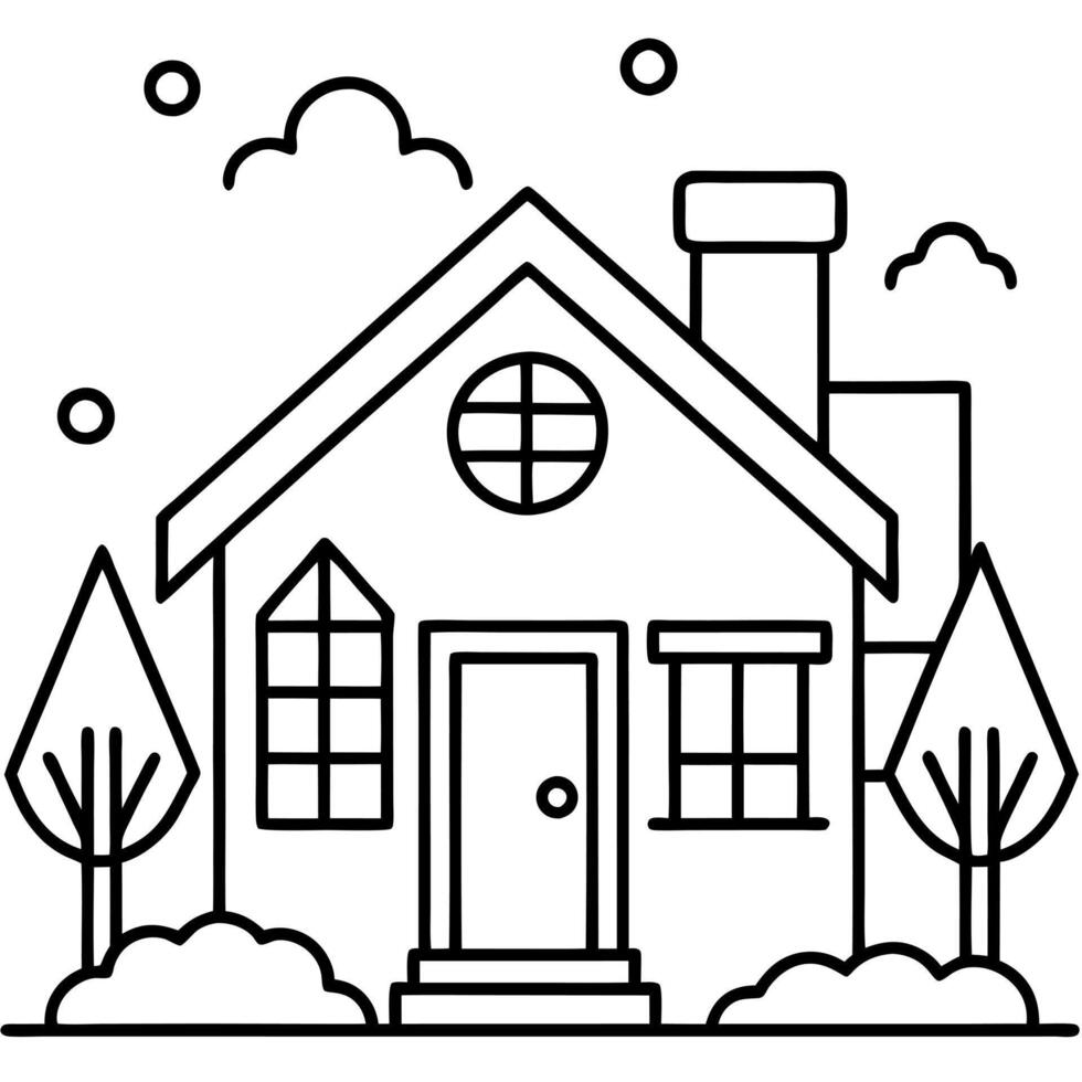 home, illustration line art vector