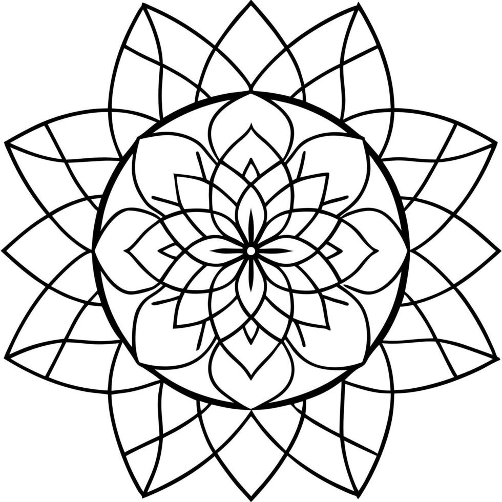 stained glass mandala art, clean lines and curves , art nouveau, illustration line art vector