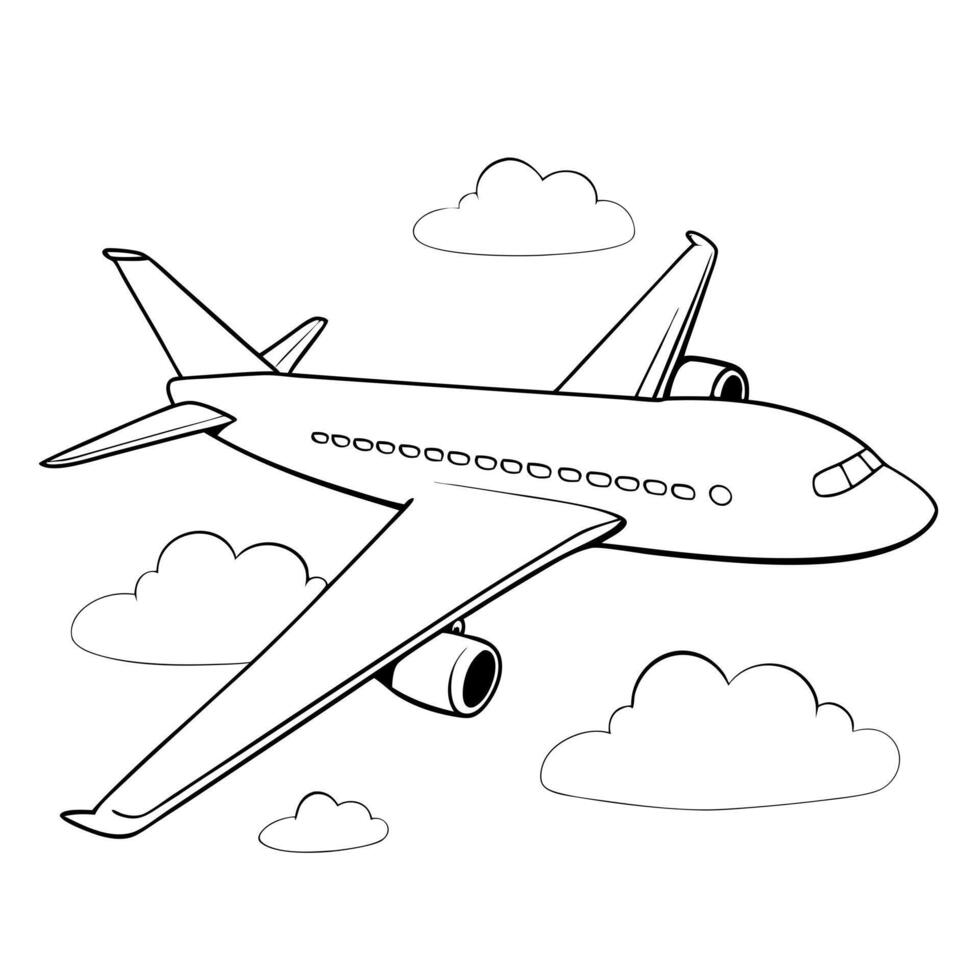 just a plane, illustration line art vector