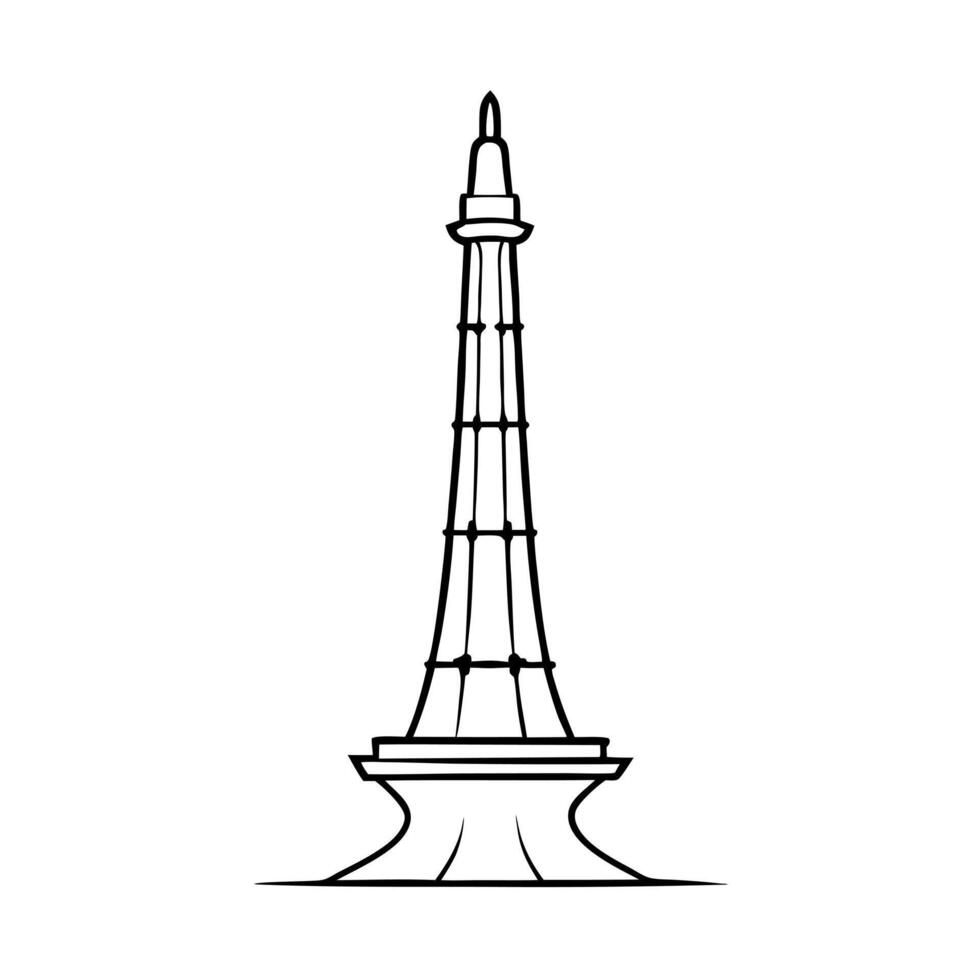 minar-e-pakistan, illustration line art vector