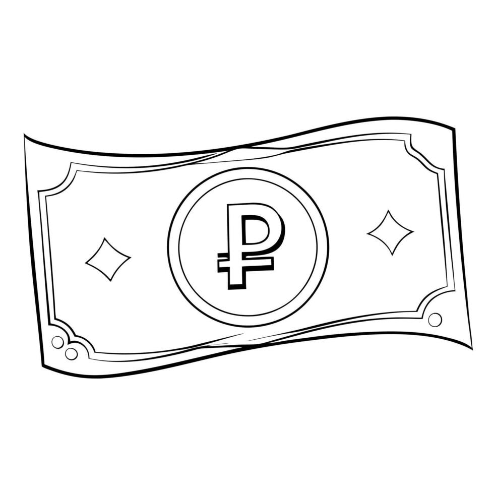rubles, illustration line art vector