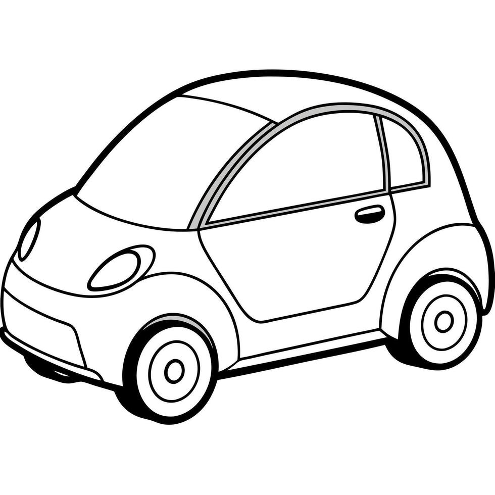 a small, futuristic city car with smooth, aerodynamic lines side view focusing on innovation and vector
