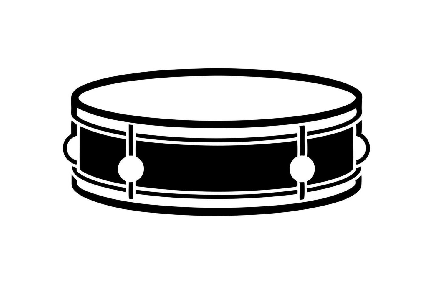 a vintage snare drum silhouette icon on white background, illustration line art vector