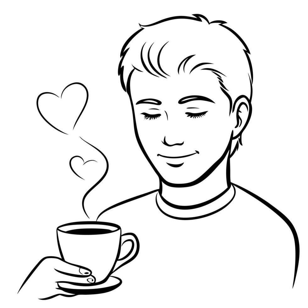 coffee lover, illustration line art vector