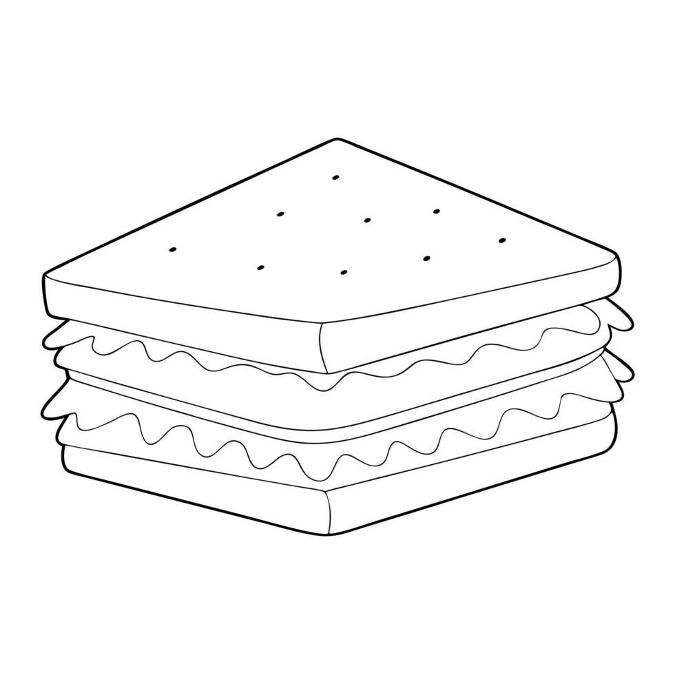 club sandwich, illustration line art vector