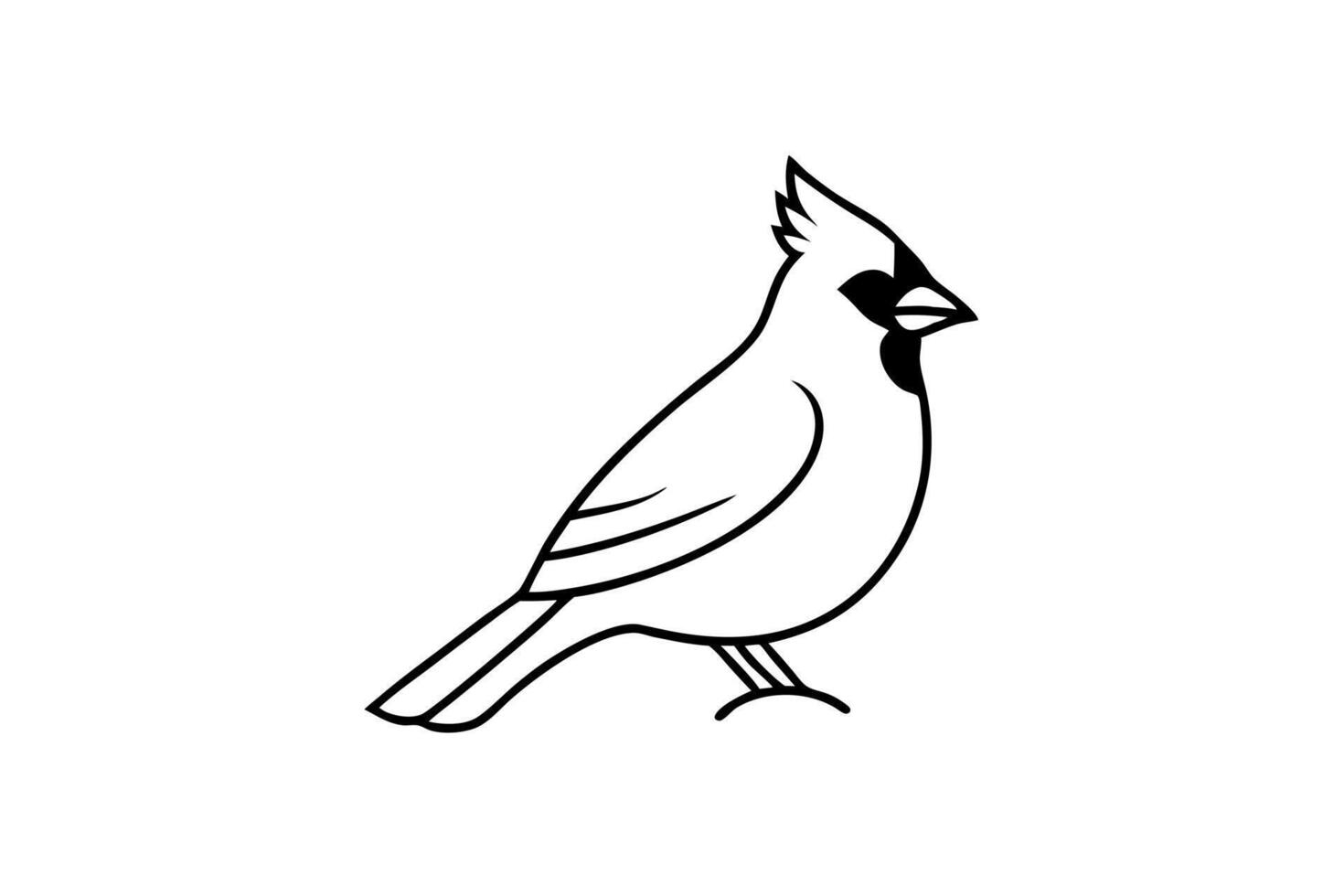 bnorthern cardinal icon on white background, illustration line art vector