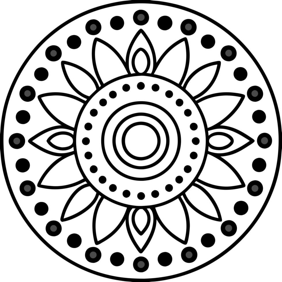 aboriginal style of dot painting mandala round, illustration line art vector
