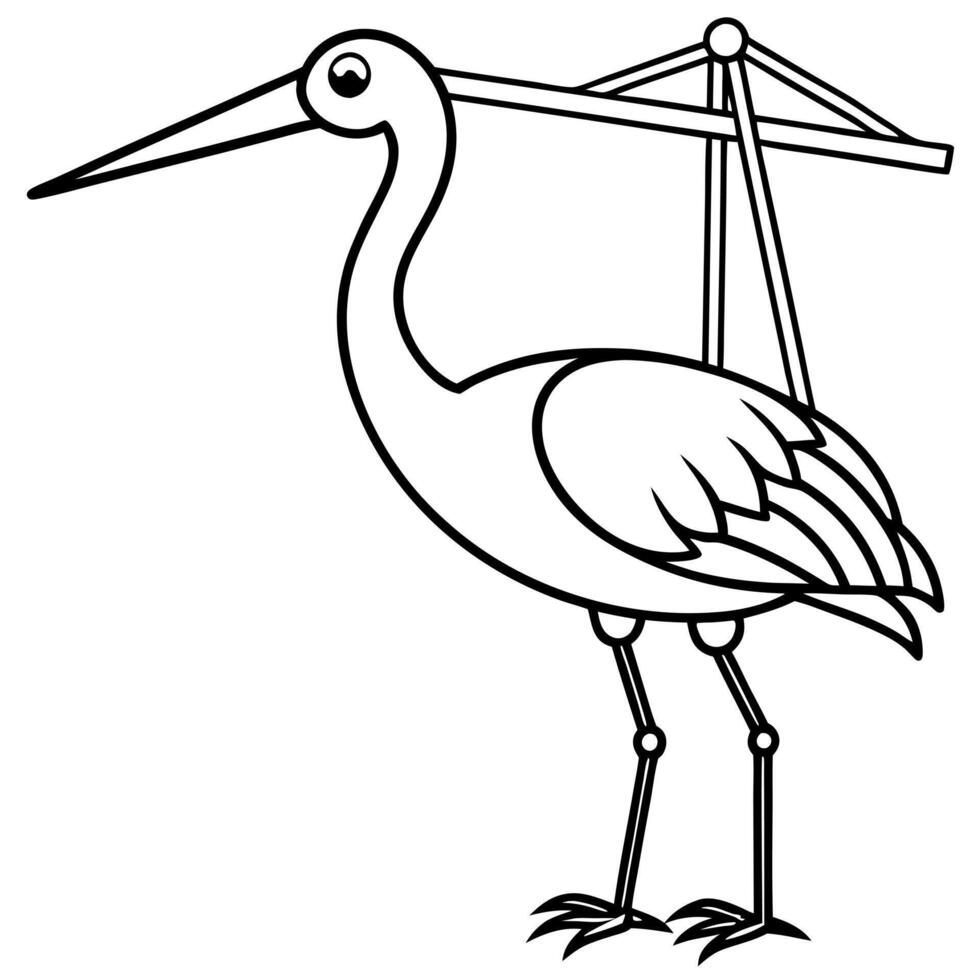 cranet bird, illustration line art vector