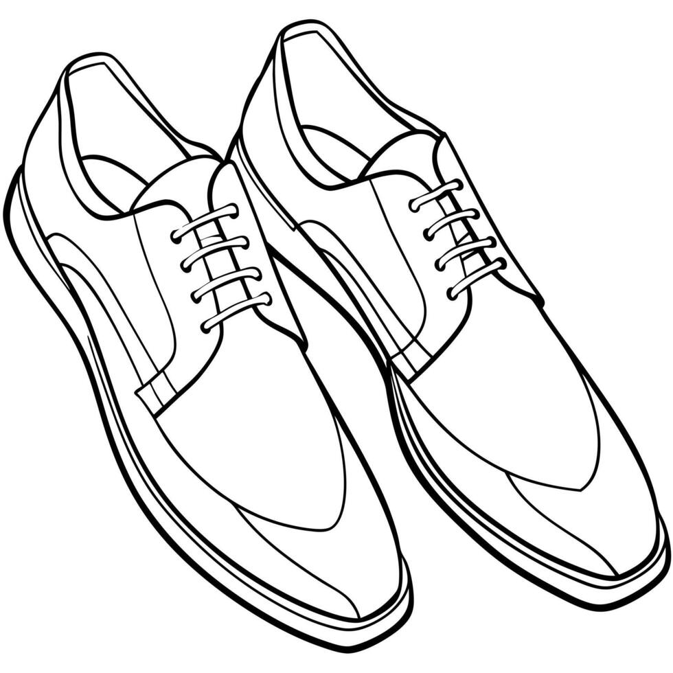 dress shoes on white background, illustration line art vector