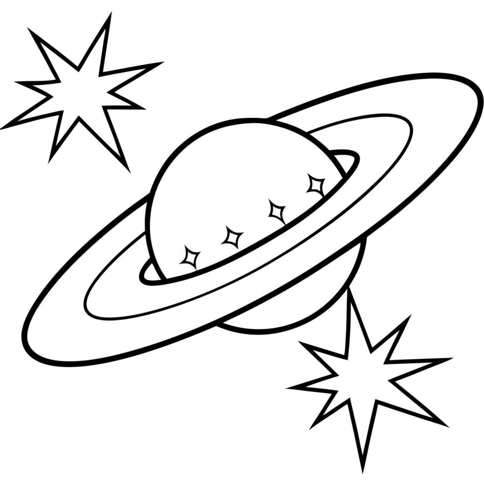 a coloring page of an space quasar with no color just black lines, illustration line art vector