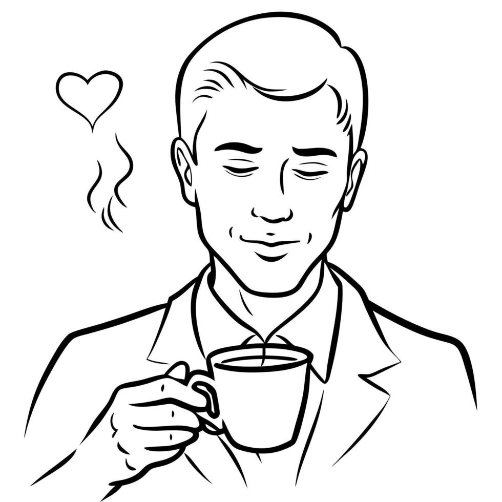 coffee lover, illustration line art vector