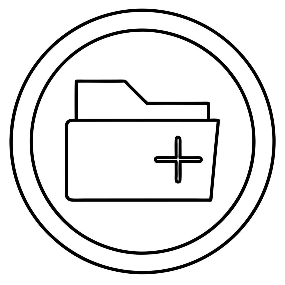 computer folder with a thin icon in a circle, illustration line art vector
