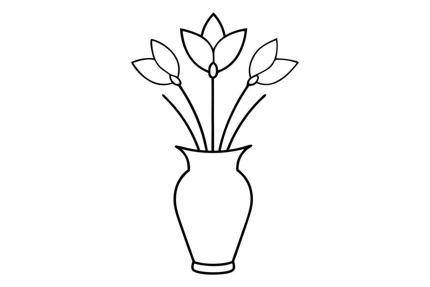 a flower in a vase line art illustration, illustration line art vector