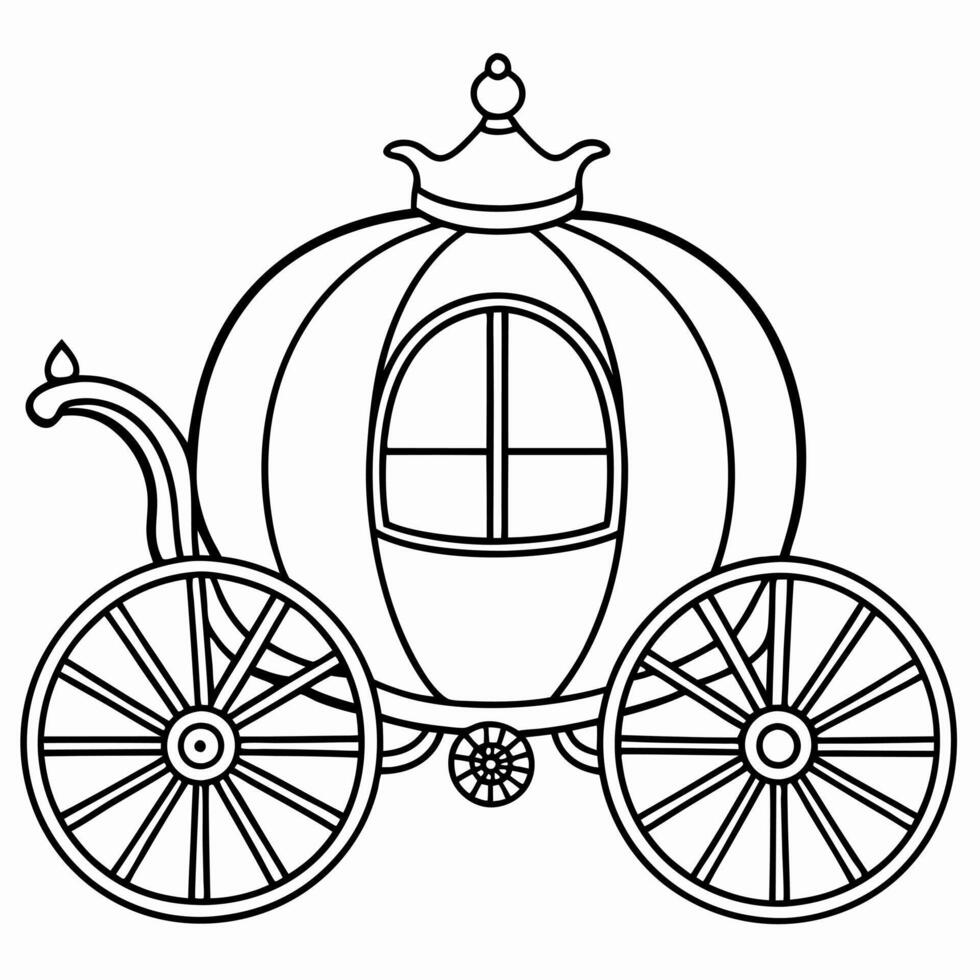 realistic, pumpkin carriage, illustration line art vector