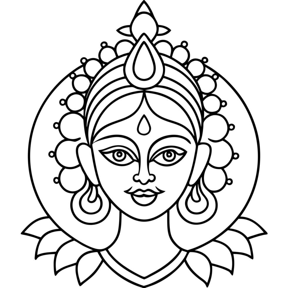 durga puja and traditional indian happy navratri festival background outline, illustration vector