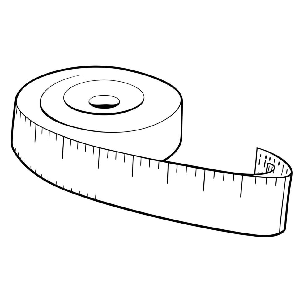 soft measuring tape, illustration line art vector