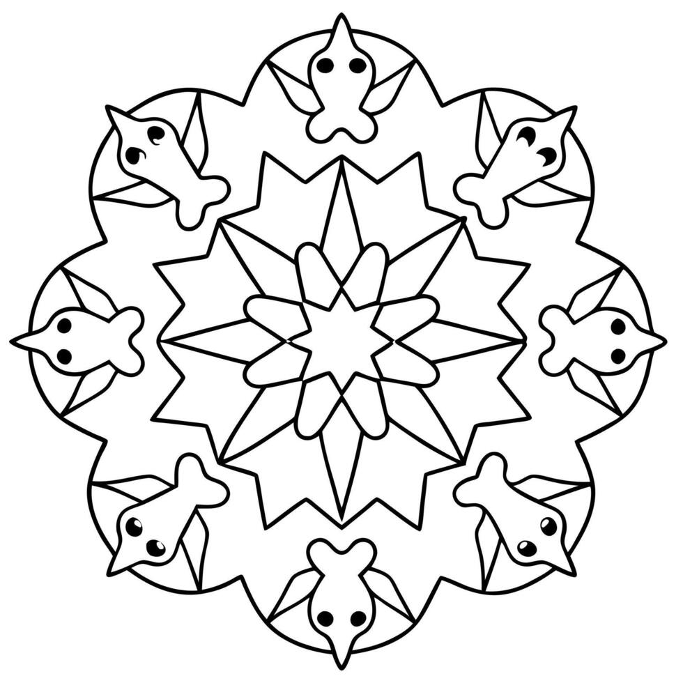 animal mandala, illustration line art vector