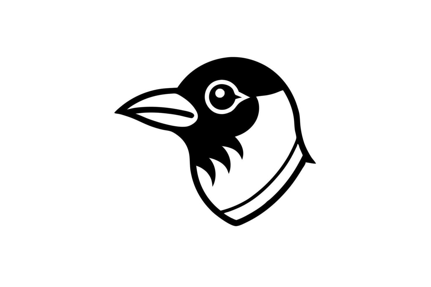 baltimore oriole head icon on white background, illustration line art vector