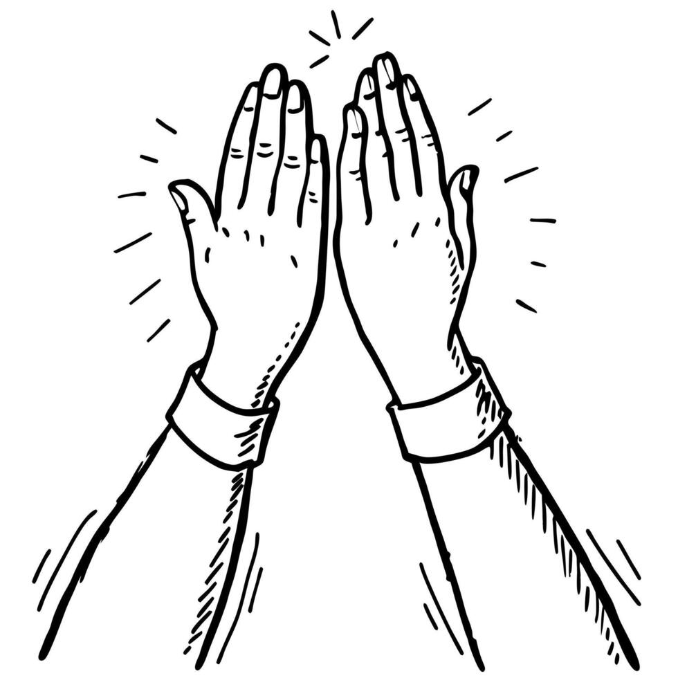 high five hands, illustration line art vector