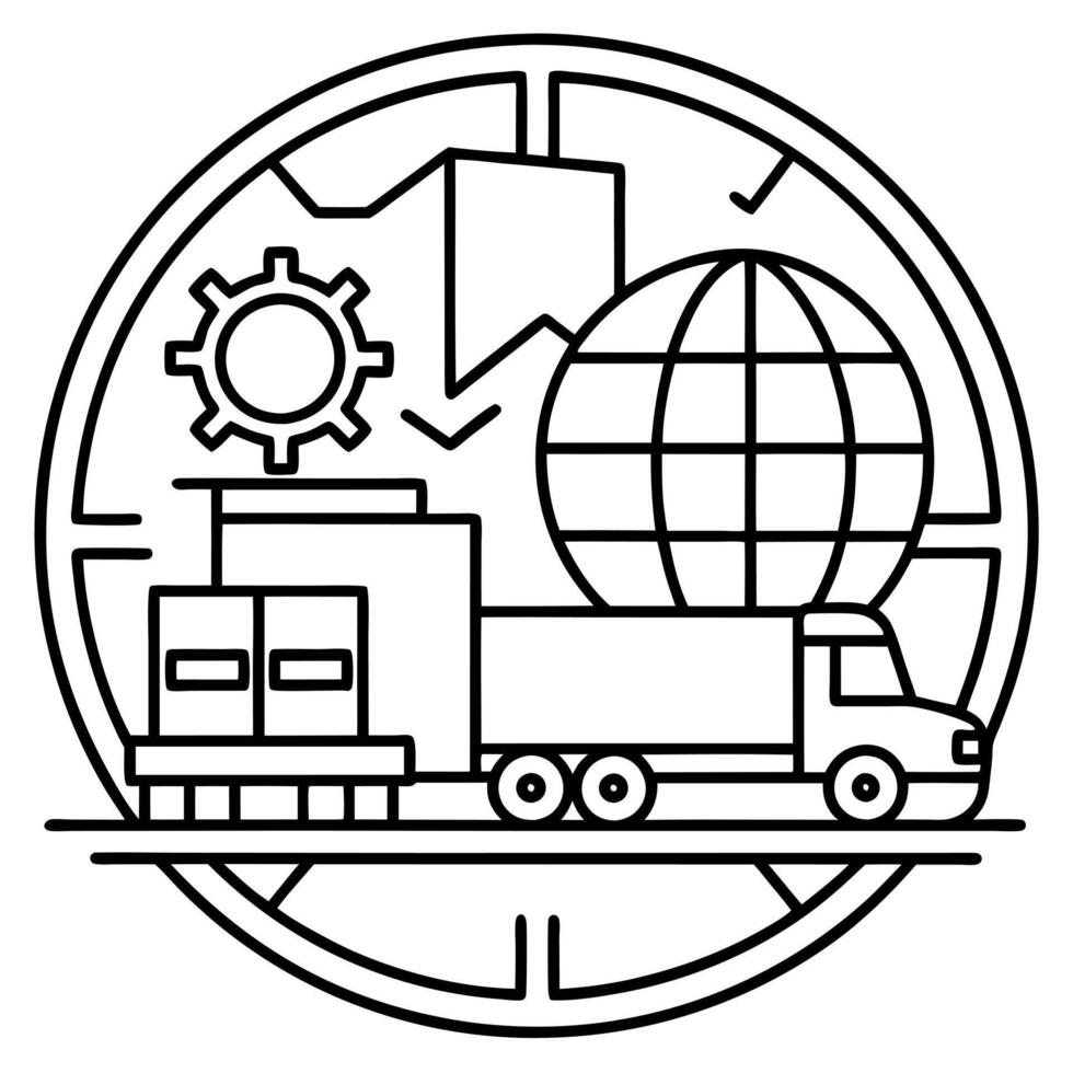 logistics icon for business on white background, illustration line art vector