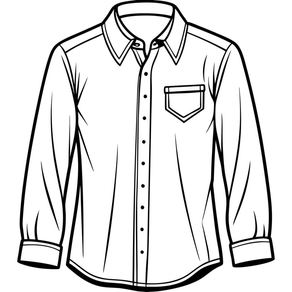 dress shirt on white background, illustration line art vector