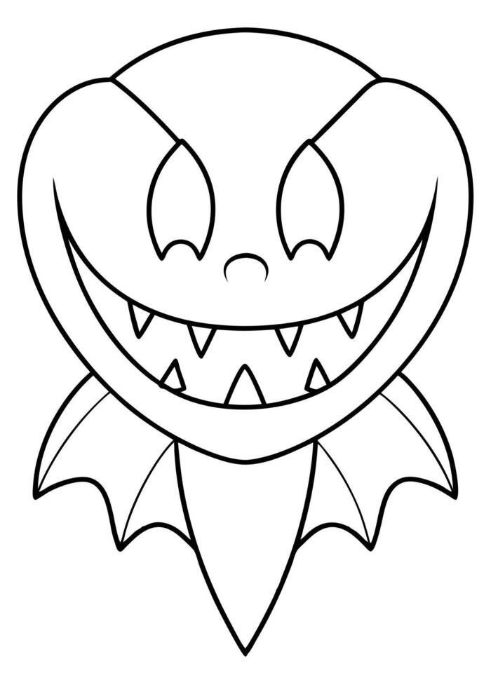 a coloring page of an halloween fang with no color just black lines, illustration line art vector