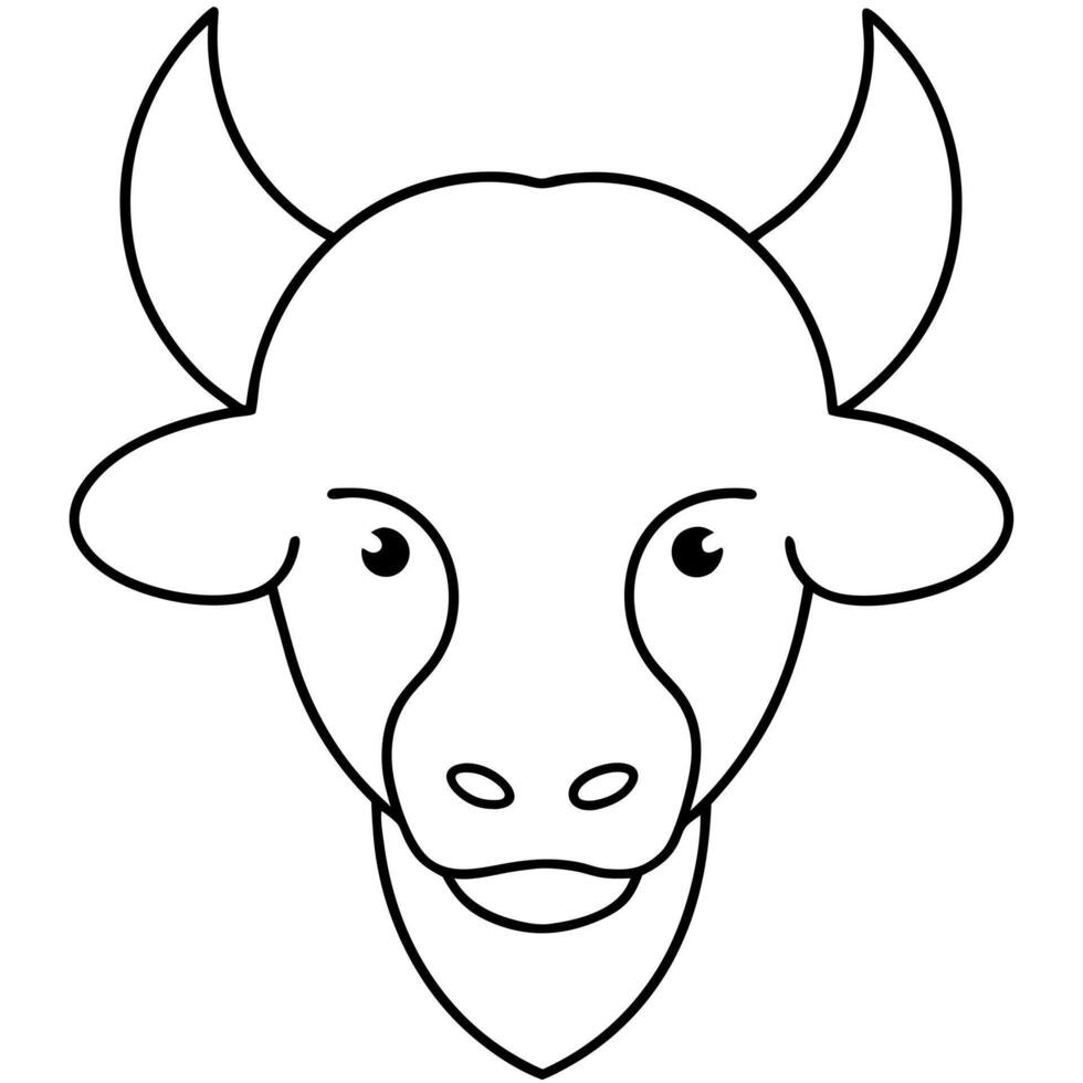 bison face coloring page, illustration line art vector