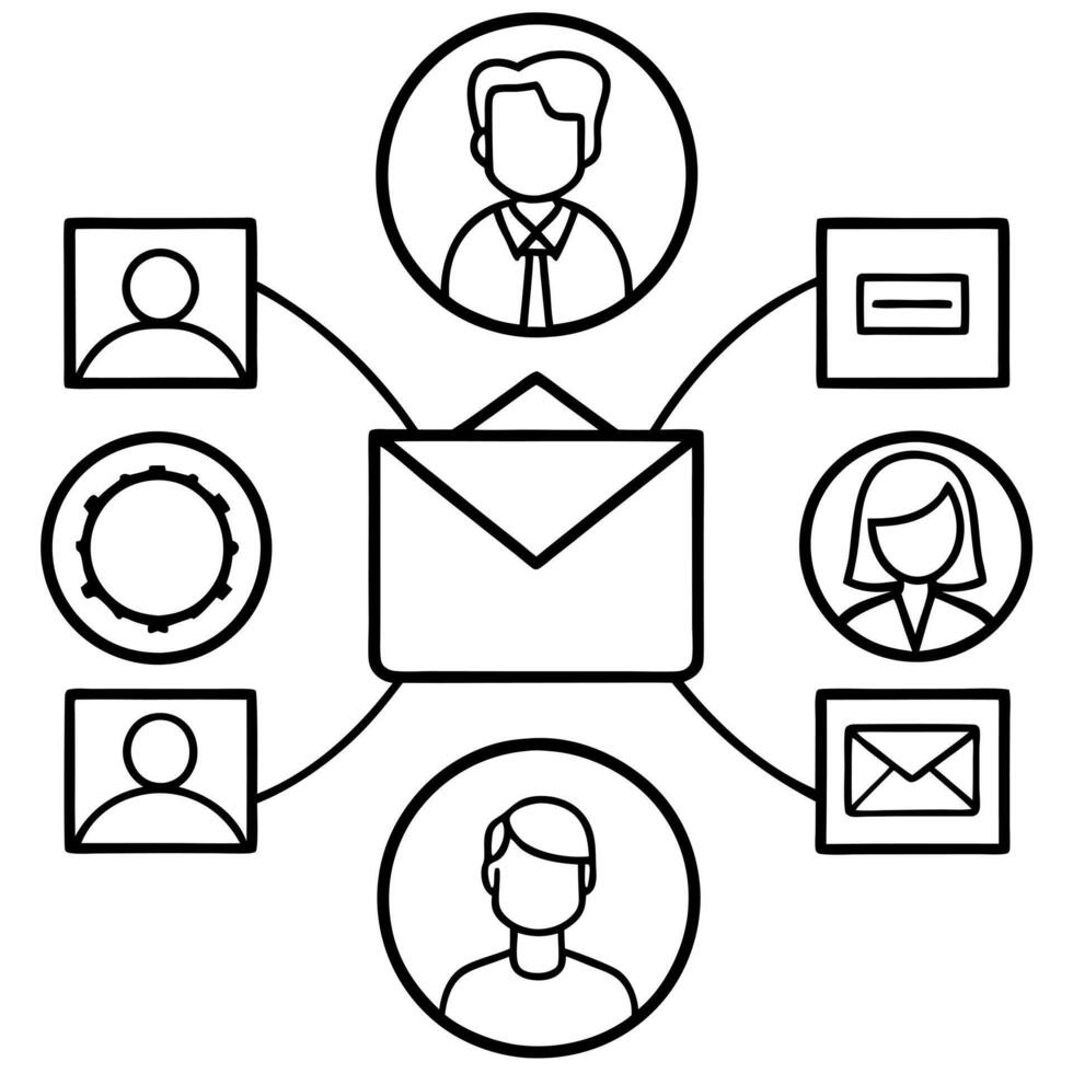icons representing different forms of business communication, such as email, phone call, vector