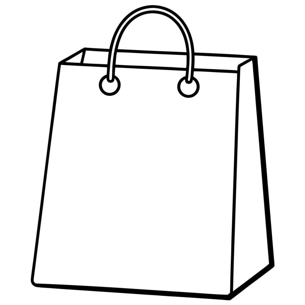 shopping bag line art on white background, illustration line art vector