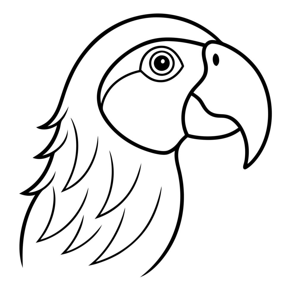 parrot head silhouette line art on white background, illustration line art vector
