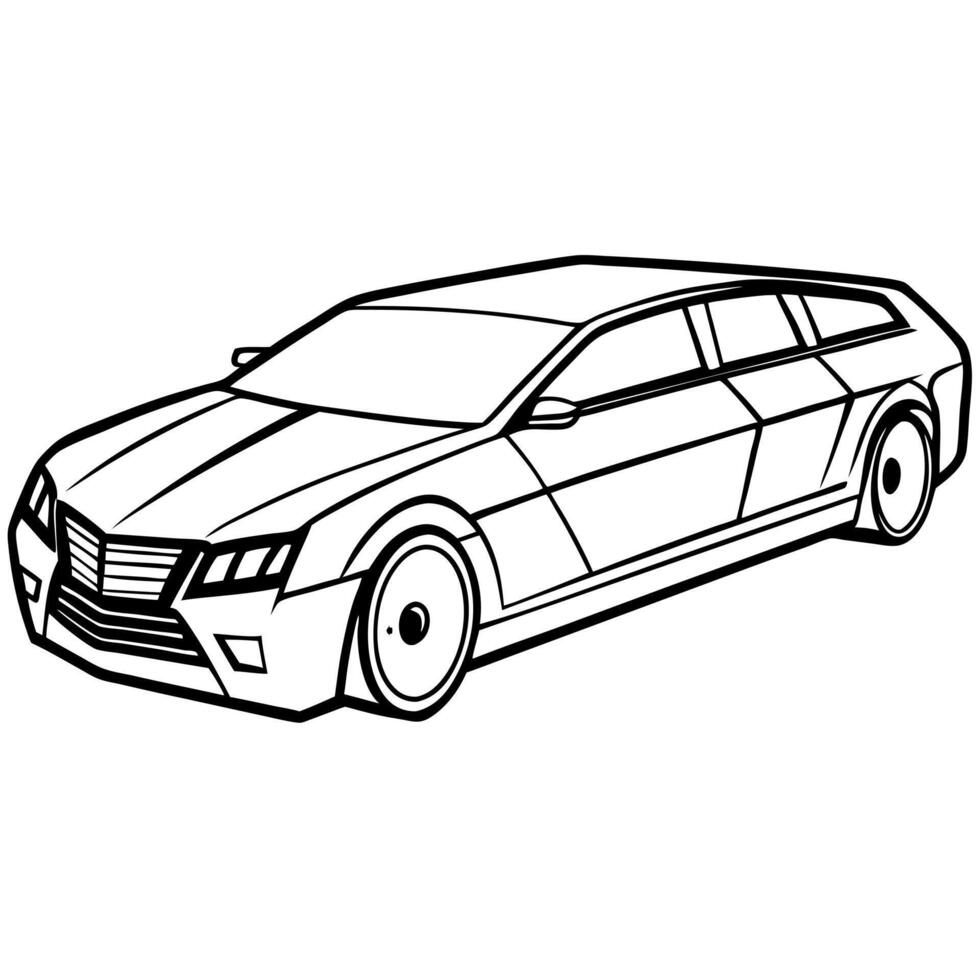the silhouette of a futuristic business class car, illustration line art vector