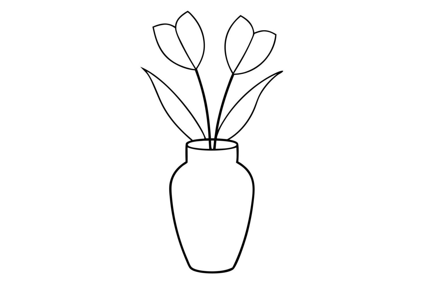a flower in a vase line art illustration, illustration line art vector