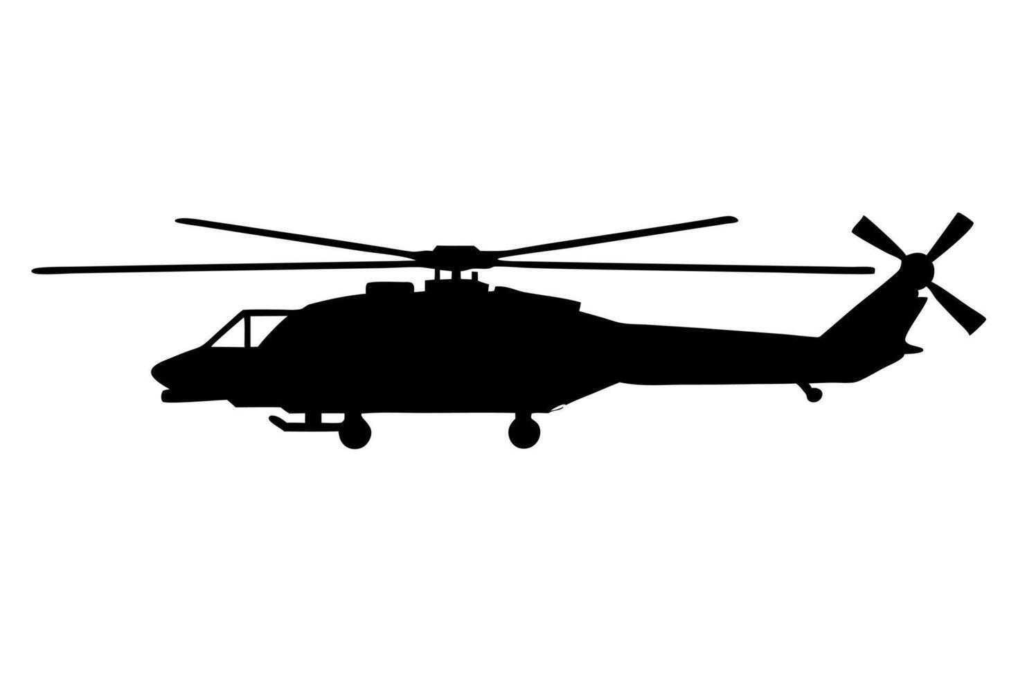 a unique latest war helicopter silhouette on white background, illustration line art vector