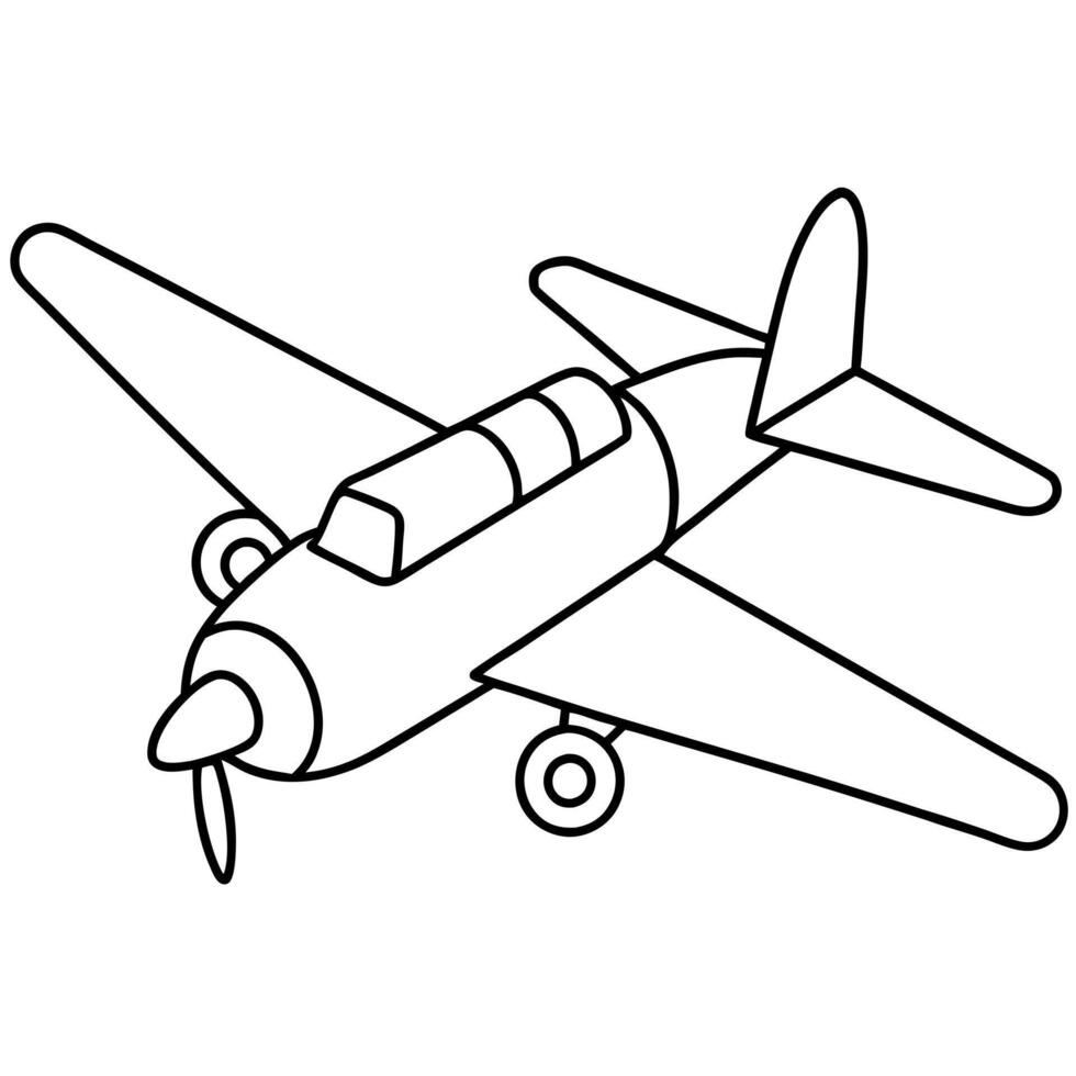 plane on white background, illustration line art vector