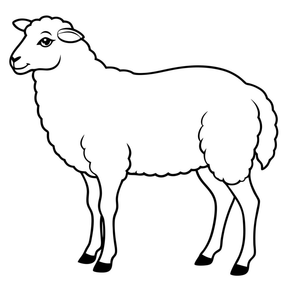 una pecora vista di profilo, illustration line art vector
