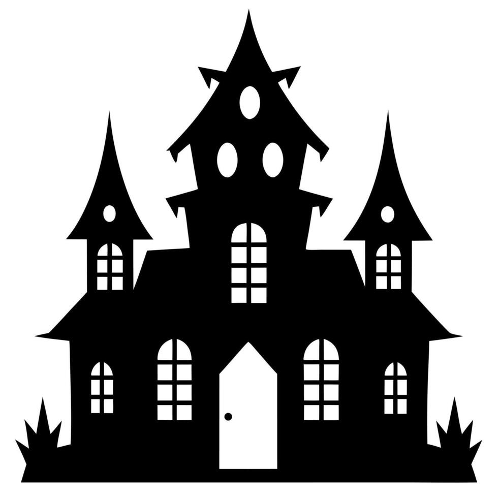 scary halloween house black silhouette set illustration, collection scary halloween home vector