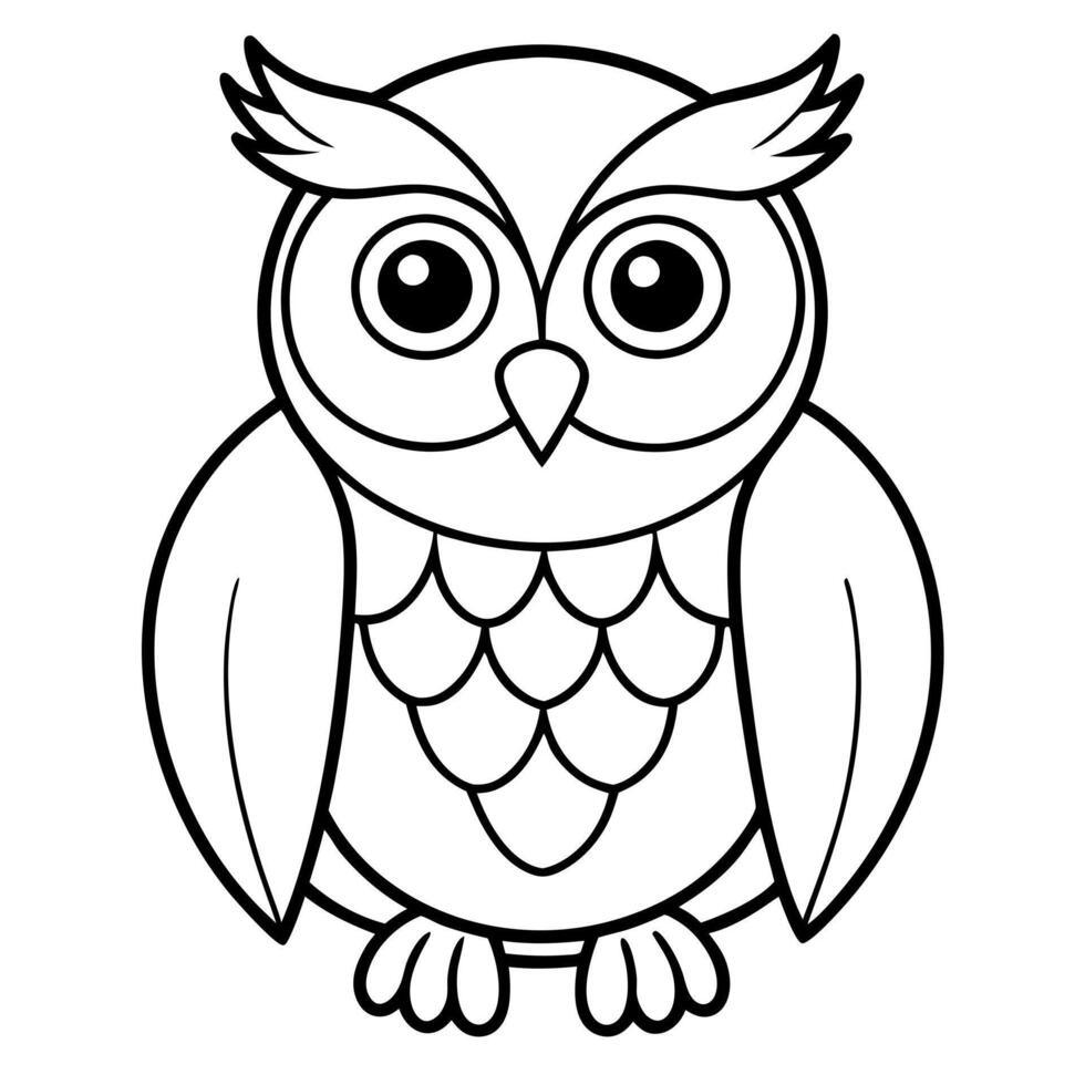 owll clip art , white background, illustration line art vector