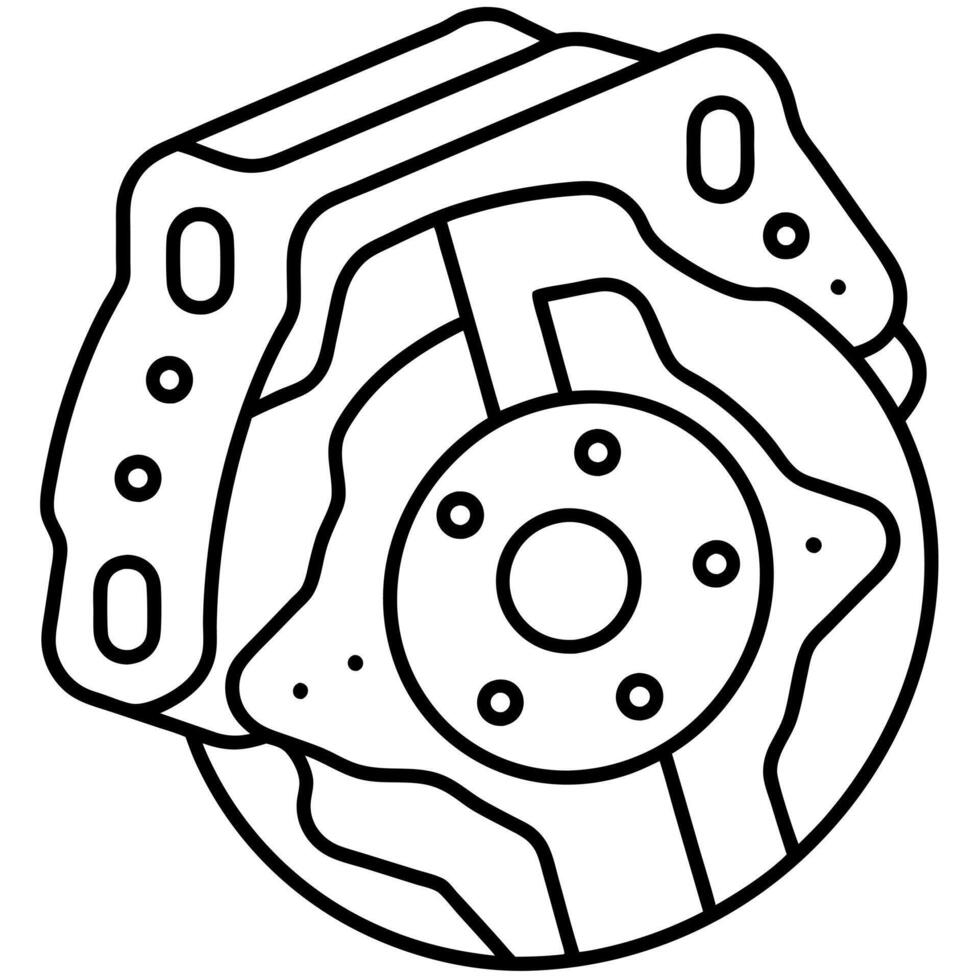 brake pad replacement icon for car services related on white background, illustration line vector