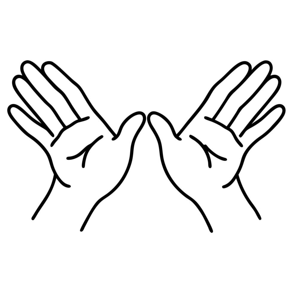two hands facing each other with palms open and fingers spread, as if presenting or holding vector